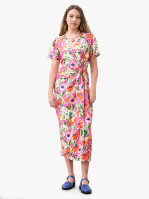 Women Me&B Brushstroke Bloom Linen Wrap Dress