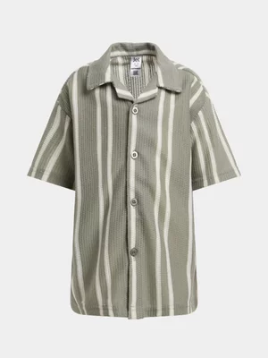 Jet Younger Boys Match Olive White Stripe Shirt