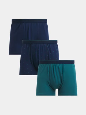 Jet Men's 3 Pack Navy/Teal Stripe Bodyshort