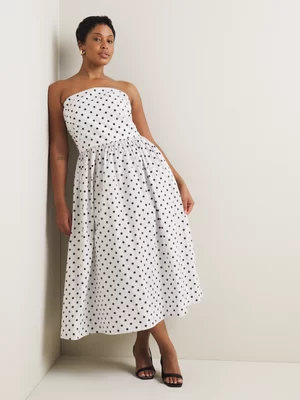 Women's Iconography Strapless Polka Dot Midi Dress