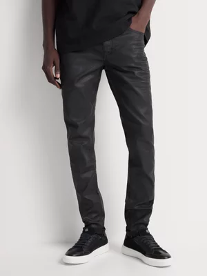 Fabiani Men's Black Coated Skinny Denim Jeans