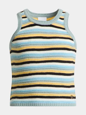 Girls Striped Knit Tank Top