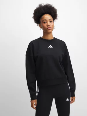 adidas Womens Essential Small Logo Feelcozy Black Sweatshirt