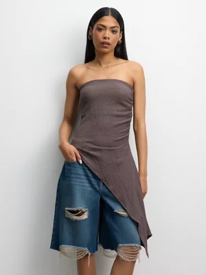 The FIX Women's Mocha Assymetric Bandeau Top