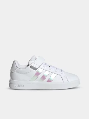 adidas Junior Pre-School Grand Court 3.0 White/Irridecent Sneakers 