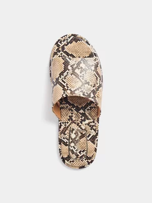 Luella Snake Print Flat Sandals