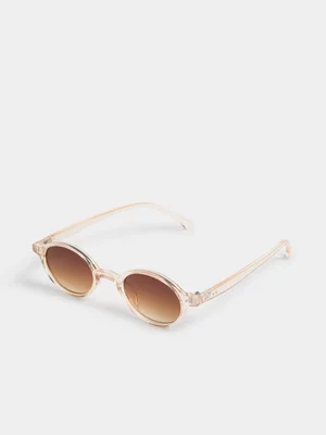The FIX Unisex Nude Small Oval Frame Sunglasses