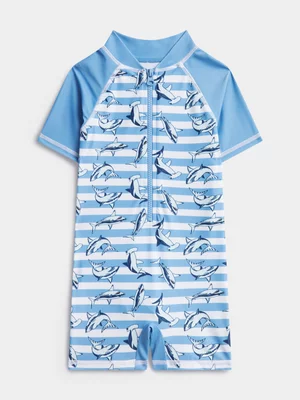 Jet Younger Boys Blue Dolphin Rushguard