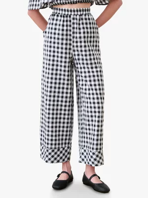 Women's Me&B Black/White Elasticated Pants with Side Pockets