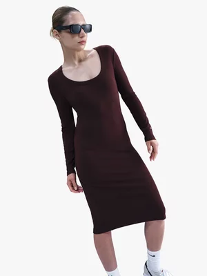 Nike Women's Chill Knit Midi Burgundy Cru Red Dress