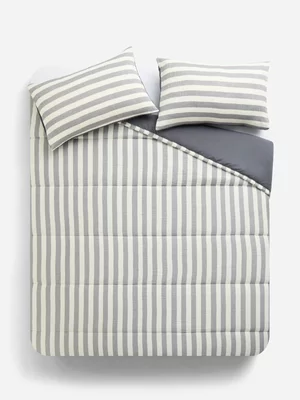 Jet Home Charcoal Yarn Dye Stripe Comforter 