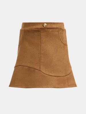 Jet Younger Girls Brown Suede Skirt
