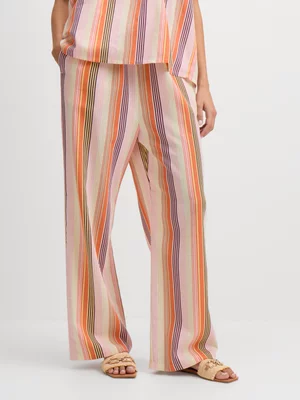 Exact Women's Pink & Orange Striped Relaxed Pants