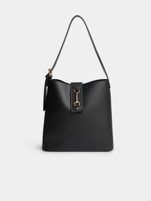 Jet Women’s Black Bucket Bag With Stud Metal Trim