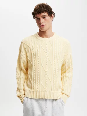 Men's Cotton On Yellow Cable Knit Crew Top