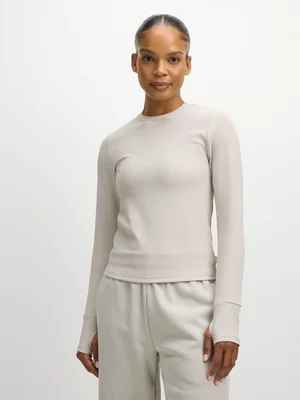 TS Womens Astra Studio Ribbed Fitted Stone Tee