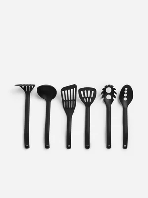 Jet Home 6 Piece Black Plastic Utensil Stackable Set 