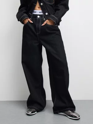 Redbat Women's Wide Leg Black Jeans