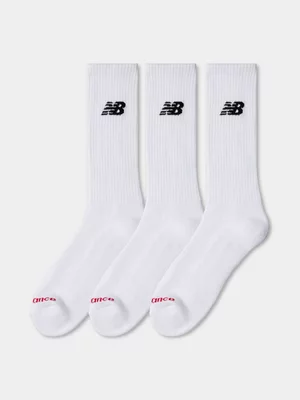 New Balance Unisex 3-Pack Everyday White Socks