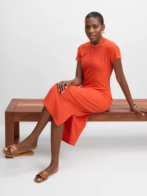 Exact Women's Red Rib Bodycon Dress