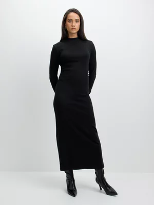 Jet Women’s Black Long Sleeve High Neck Maxi Dress