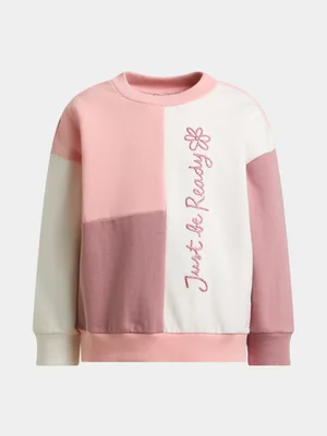 Exact Older Girl's Pink & White Colourblock Sweat Top 