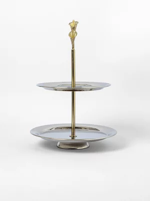 Grace Lily Steel 2 Tier Server Gold 30cm