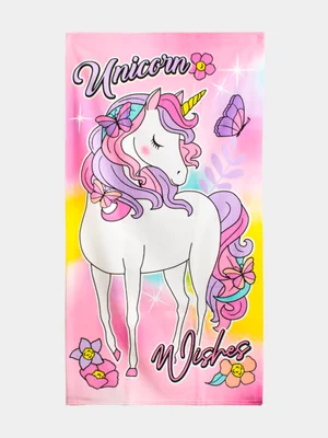 Squiggle Unicorn Purple Beach Towel