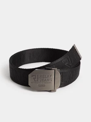Relay Jeans Men's Jacquard Utility Black Belt