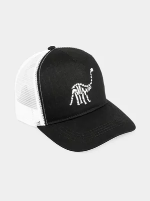 Boy's Black Graphic Print Peak Cap
