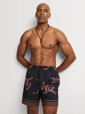 Markham Men's Regular Fit Burgundy Swim Shorts