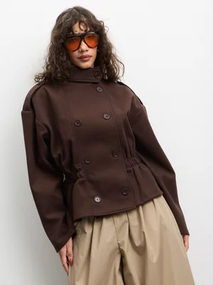The FIX Women's Brown Melton Peplum Jacket