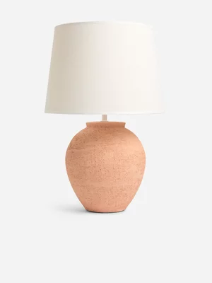 Jet Home Terracotta Ceramic Urn Linen White Bedside Lamp