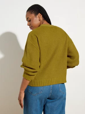 Women's Canvas Easy Fit Cardigan Olive