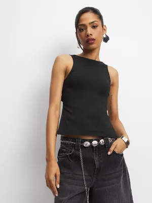 The FIX Ladies Black With Half Open Back Top