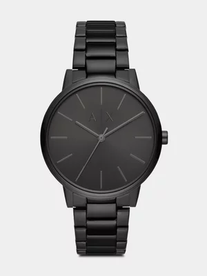 Armani Exchange Black Dial Black Plated Stainless Steel Bracelet Watch