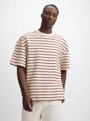 Jet Men's Maroon/Ecru Stripe T-Shirt