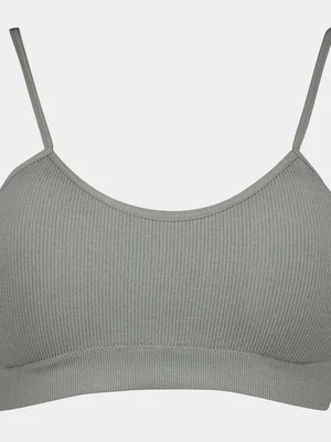 Exact Women's Grey Ribbed Seamless Bra