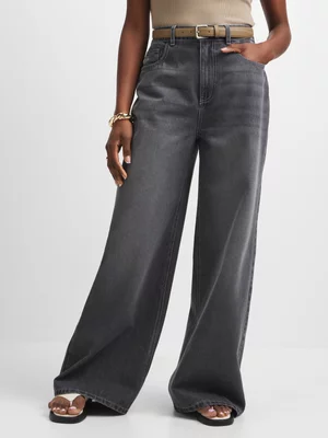 Exact Women's Grey Wide-Leg Jeans