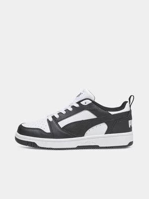 Puma Junior Grade-School Rebound Low White/Black Sneakers