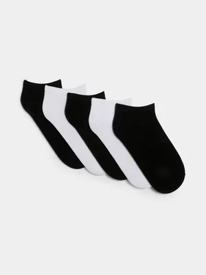 Markham Men's 5 Pack Hideaway Black/White Socks