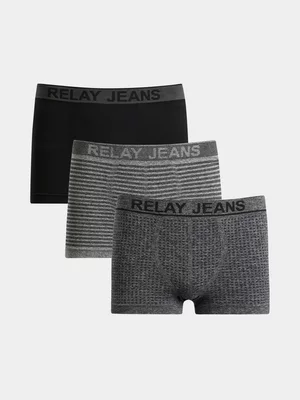 Relay Jeans Men's 3 pack Horizontal Black/Grey Boxers
