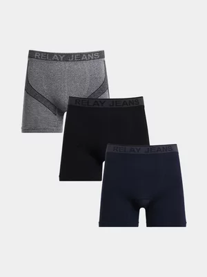 Relay Jeans Men's 3 Pack Sport Delux Navy/Black Boxer
