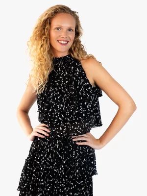 Women's Me&B Black Tiered Halter Top 