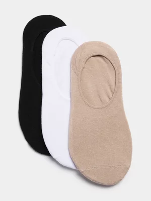 Jet Women's 3 Pack Multicolour Secret Socks 