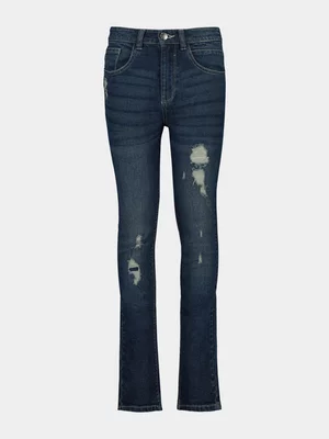 Exact Younger Boy's Dark Wash Rip & Repair Jeans