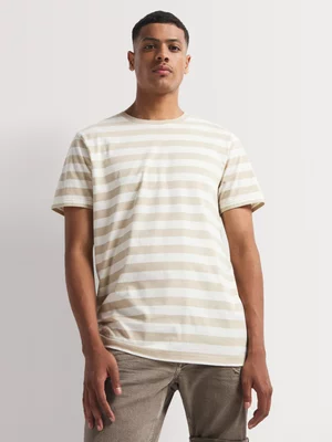 Markham Men's Horizontal Stripe Stone/Milk T-Shirt