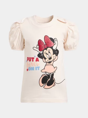 Jet Younger Girls Cream Minnie Bows Fashion T-shirt