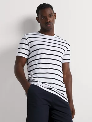 Markham Men's Horizontal Striped Black/White T-Shirt 