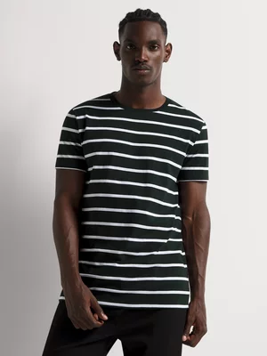 Men's Markham Horizontal Stripe Dark Green/White T-Shirt